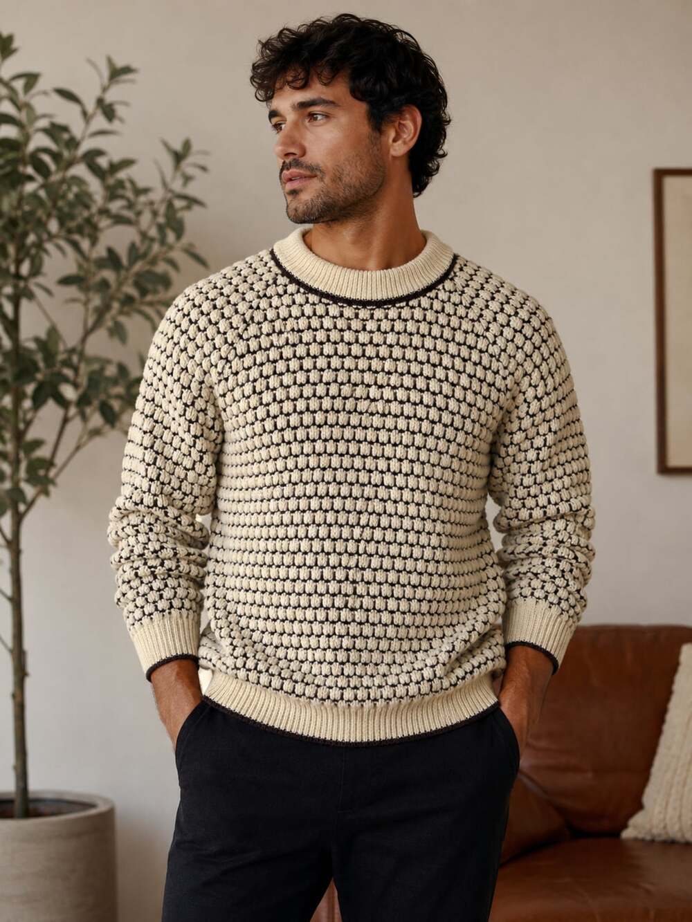Vintage Roderick St. John's Deans of Scotland Wool Textured Crewneck Sweater
